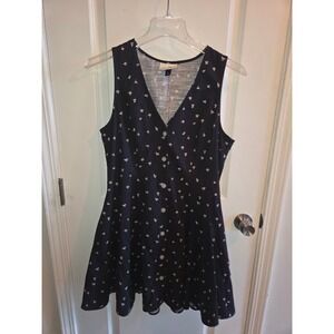 Universal Thread Navy Button Front Sleeveless Mini Dress Size M Bees & Floral